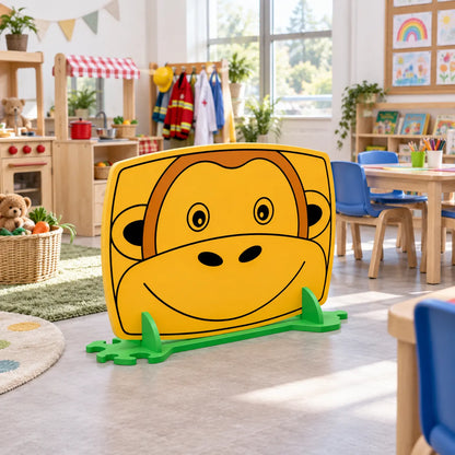 Children's Nursery Room Divider Play Panel - Monkey in a bright early years classroom