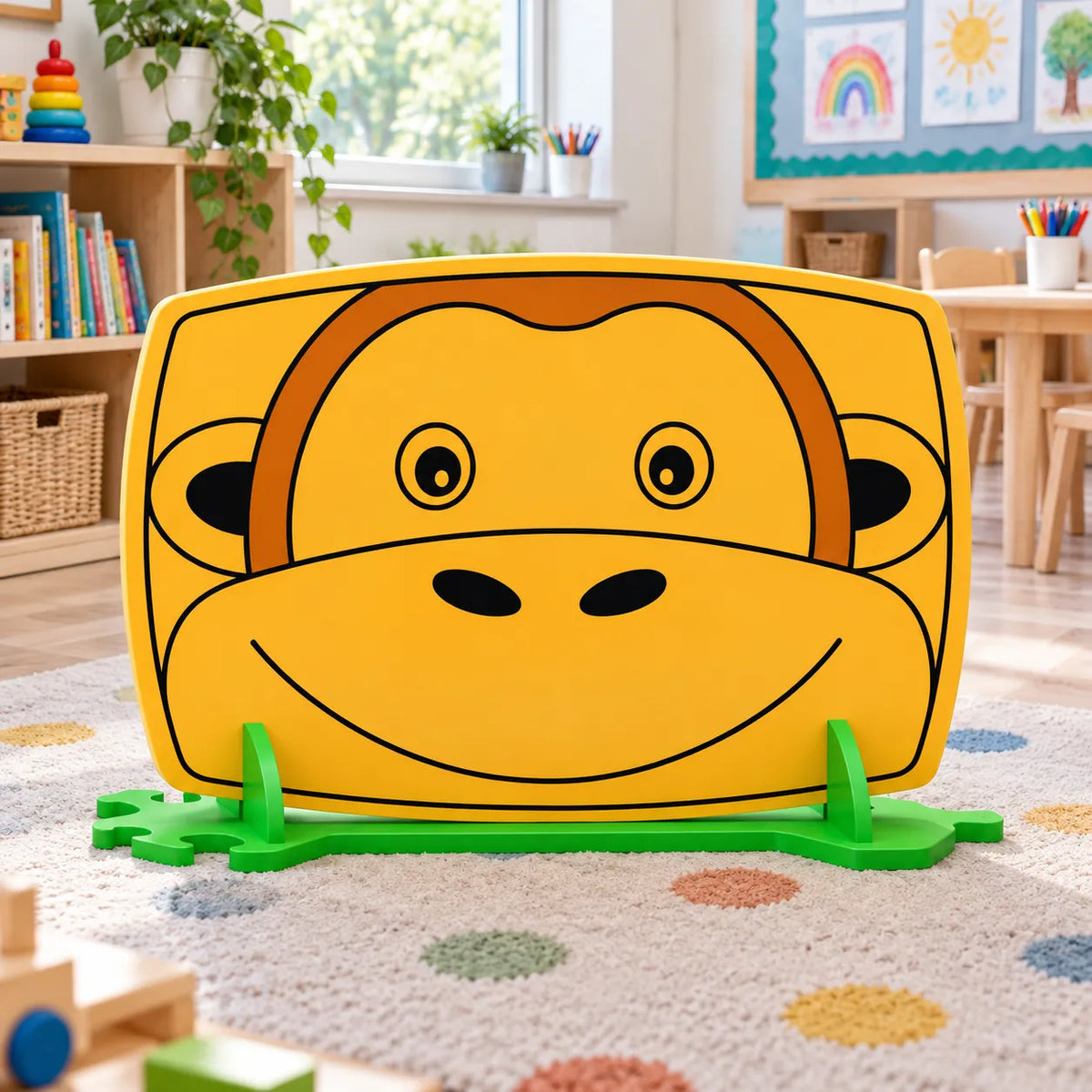 Children's Nursery Room Divider Play Panel - Monkey in a bright early years classroom