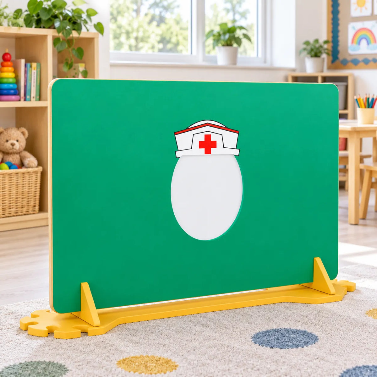 Children's Nursery Room Divider Play Panel - Nurse in a bright early years classroom
