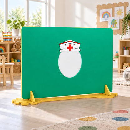 Children's Nursery Room Divider Play Panel - Nurse in a bright early years classroom