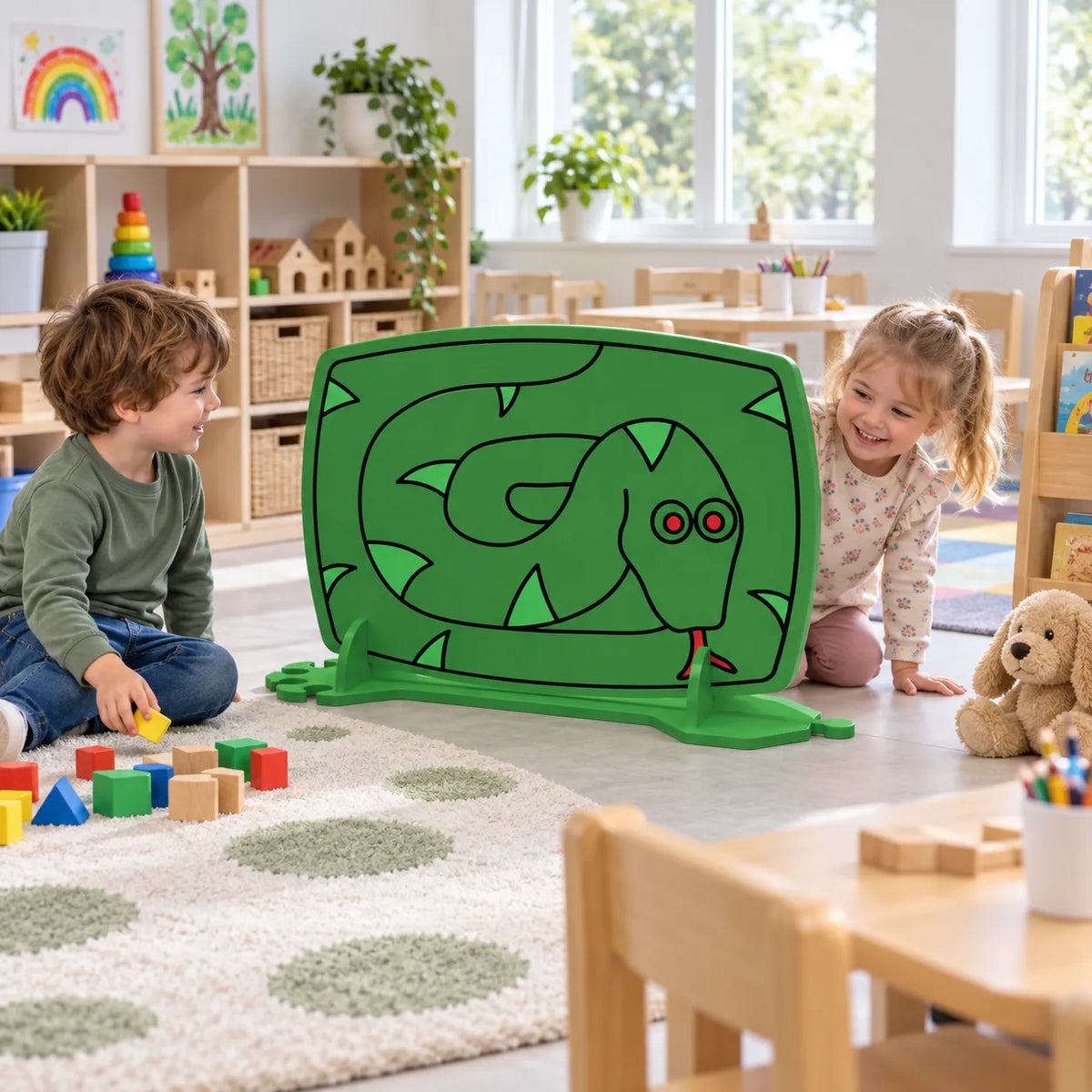 Children's Nursery Room Divider Play Panel - Snake in a bright early years classroom
