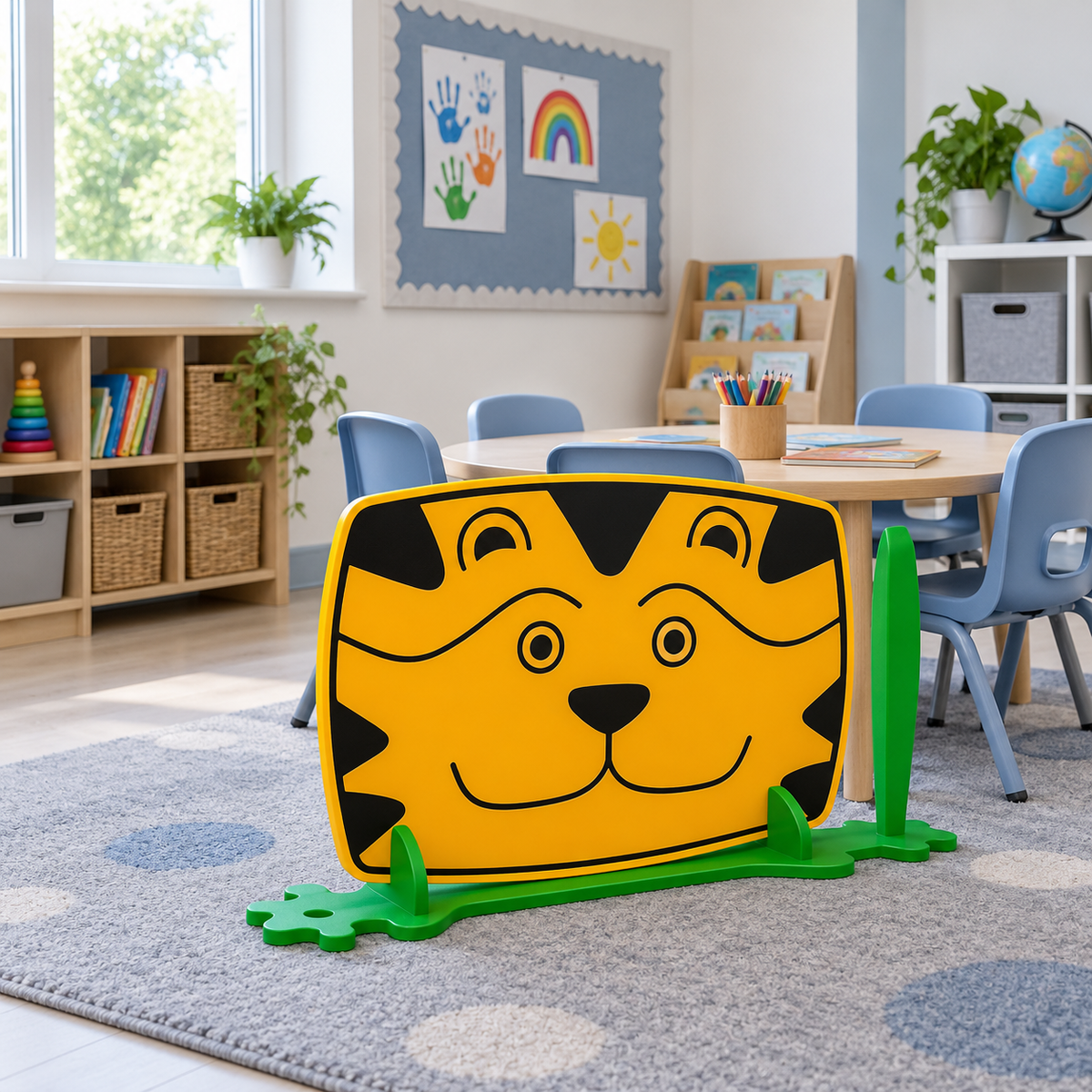 Children's Nursery Room Divider Play Panel - Tiger in a bright early years classroom