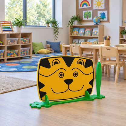 Children's Nursery Room Divider Play Panel - Tiger in a bright early years classroom