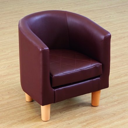 Children's Tub Chair - Brown, These stylish Children's Tub Chair in Brown is a small version of an adult tub chair and sofa but perfectly sized for children. The Children's Tub Chair in Brown is not only stylish but robust and comfortable and easy to wipe clean. It is designed with a sturdy wooden frame, upholstered in a soft and durable fabric in a rich brown color that will complement any room decor. The curved shape of the chair provides exceptional comfort and support to little ones, making it perfect f
