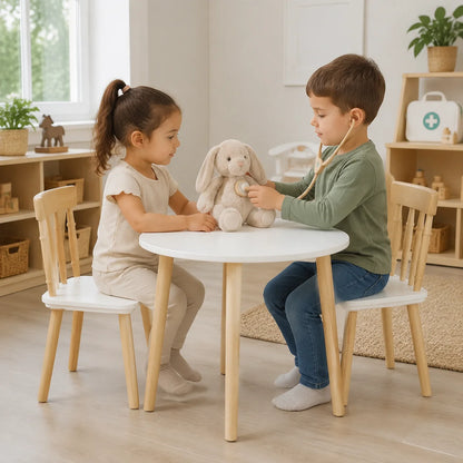 Children's Wooden Table and Chairs-Children's Wooden Table and Chairs