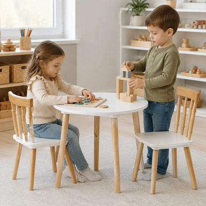 Children's Wooden Table and Chairs-Children's Wooden Table and Chairs
