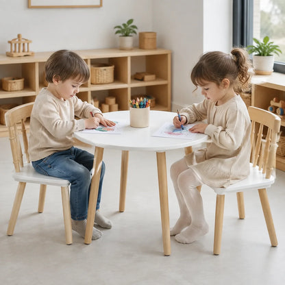 Children's Wooden Table and Chairs-Children's Wooden Table and Chairs