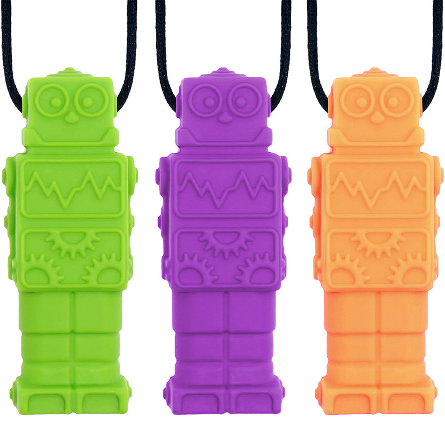 CHUIT Chew Toy Robotz, Chew Robotz have landed! The CHUIT Chew Toy Robotz Shape Sensory Chew Necklaces are a fashionable chewie for moderate chewers. Kids will love the smooth breakaway cording. It’s silky soft and feels great against the neck.This pendant is made of non-toxic, food grade silicone and contains no BPAs. Kids will love the smooth breakaway cording. It’s silky soft and feels great against the neck. This pendant is made of non-toxic, food grade silicone and contains no BPAs. This item is design