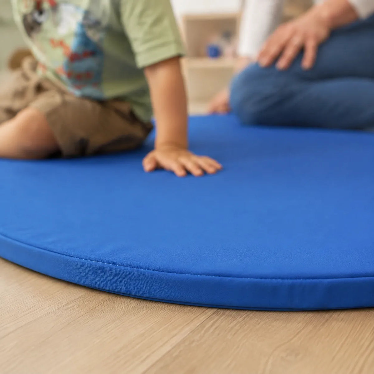 Circular Play Mat 95cm – Blue stitched edge detail