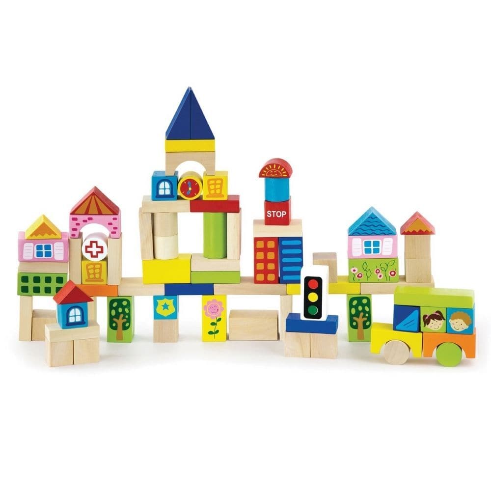 City Blocks Pack of 75, Get ready to explore the bustling metropolis right in your playroom with this City-themed wooden block set. Children can build roads, towers, buildings, and entire cityscapes from their imagination. Each piece is crafted to be easily manipulated by young builders, promoting both creativity and motor skill development. City Blocks Pack of 75 Features: 🏙️ City Theme: Spark your child's imagination with blocks designed to build their own miniature city, complete with roads, buildings, a