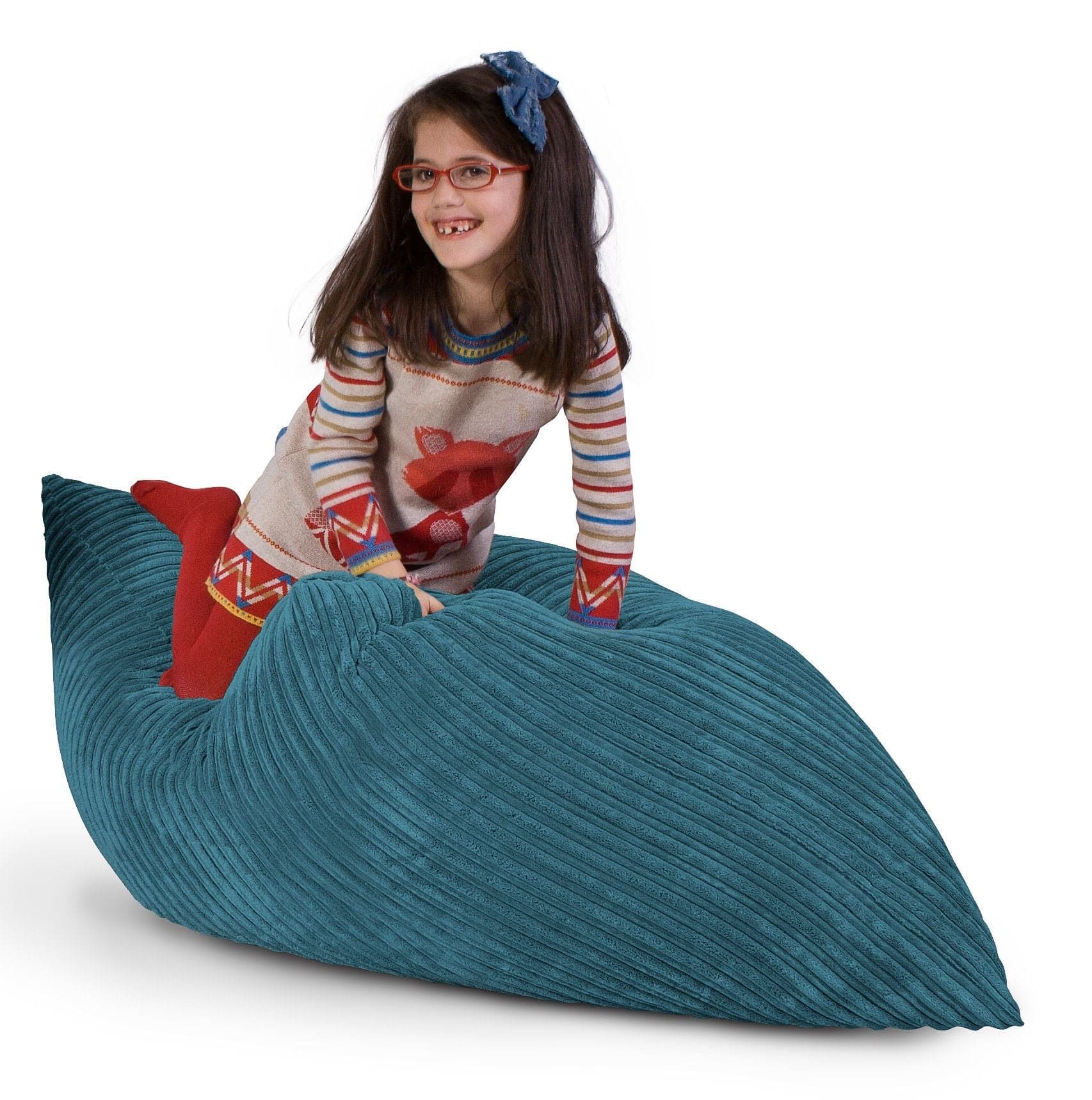 Classic Cord Junior Bean Bag - Green, This Classic Cord beanbag is a super tactile lounging cushion, perfect for kids ranging from 5 - 12 years old. Being so large, when turned on its side.The classic cord beanbag may also be used as a cosy armchair style beanbag for young adults though.Made with soft classic cord fabric, it is very cosy and comfyFeatures Ideal for the house and garden Seating position may be varied to create a lounger, seat or bed style 5+ seating positions possible Designed with children 