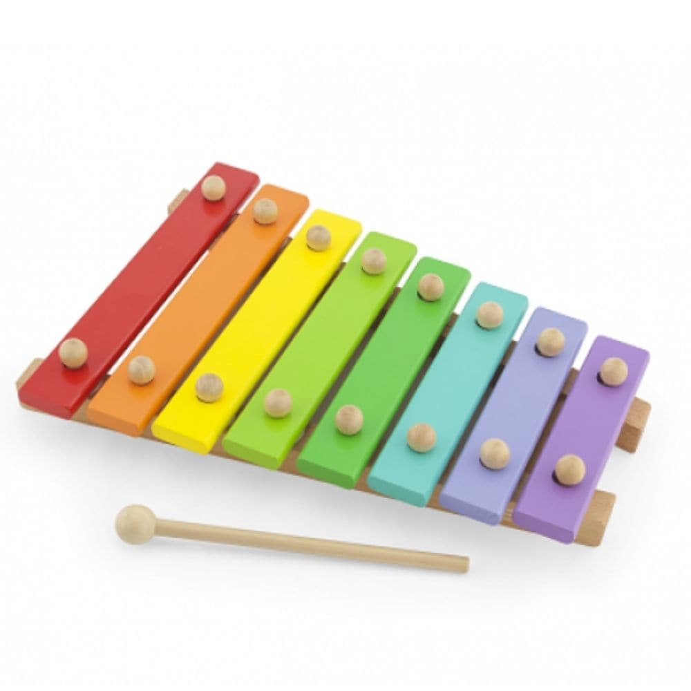 Classic Xylophone, Bright and colourful Classic Xylophone which will engage Children with bright colour and delightful sound. This appealing Classic Xylophone makes some great musical sounds from the ringing bars. The Classic Xylophone encourages listening and motor skills,hand-eye co-ordination, participation, as well as appealing to a child's creativity. What better way to introduce youngsters to the joy of making music than with this traditional wooden xylophone! This Viga wooden xylophone is bright, col