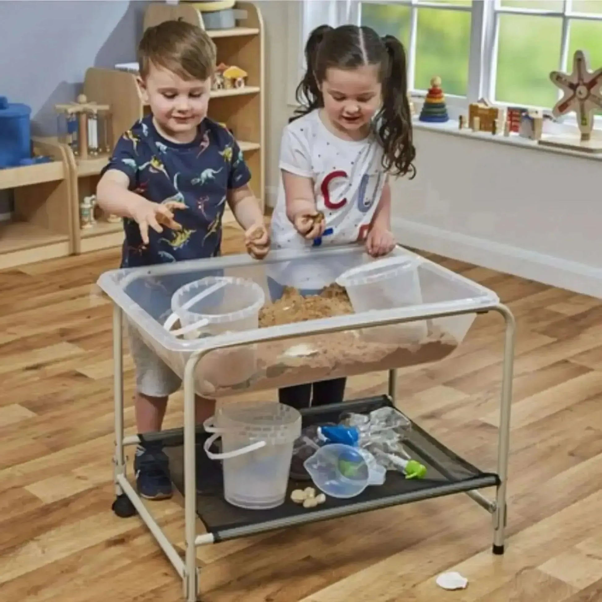 Clear Desktop Sand and Water Tray with Stand-Clear Desktop Sand and Water Tray with Stand