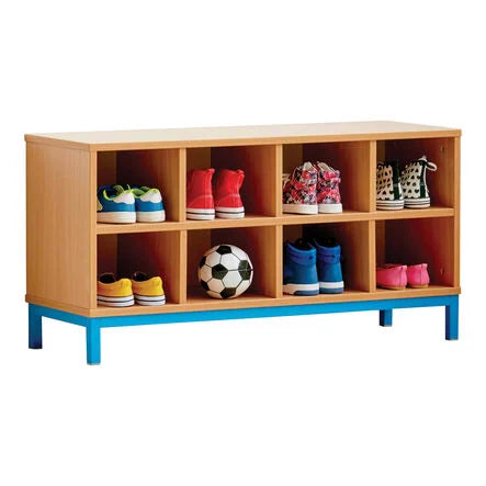 Cloakroom Bench with 8 Storage Compartments-Cloakroom Bench with 8 Storage Compartments