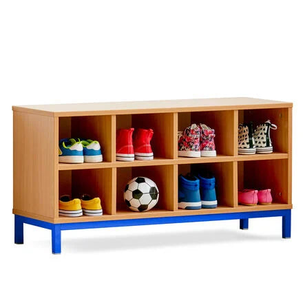 Cloakroom Bench with 8 Storage Compartments-Cloakroom Bench with 8 Storage Compartments