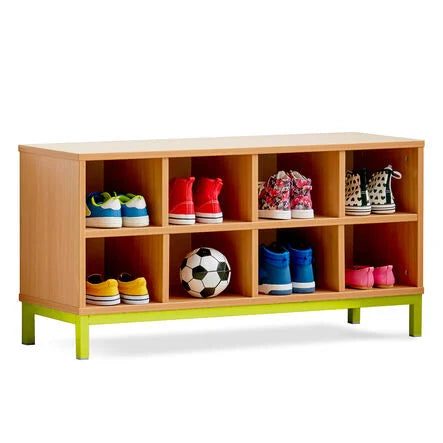 Cloakroom Bench with 8 Storage Compartments-Cloakroom Bench with 8 Storage Compartments