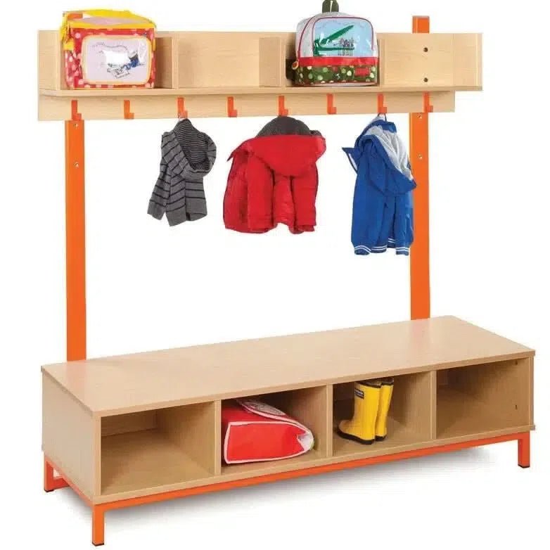 Cloakroom Top Unit with 4 Compartments and Coat Hooks-Cloakroom Top Unit with 4 Compartments and Coat Hooks