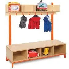 Cloakroom Top Unit with 4 Compartments and Coat Hooks-Cloakroom Top Unit with 4 Compartments and Coat Hooks