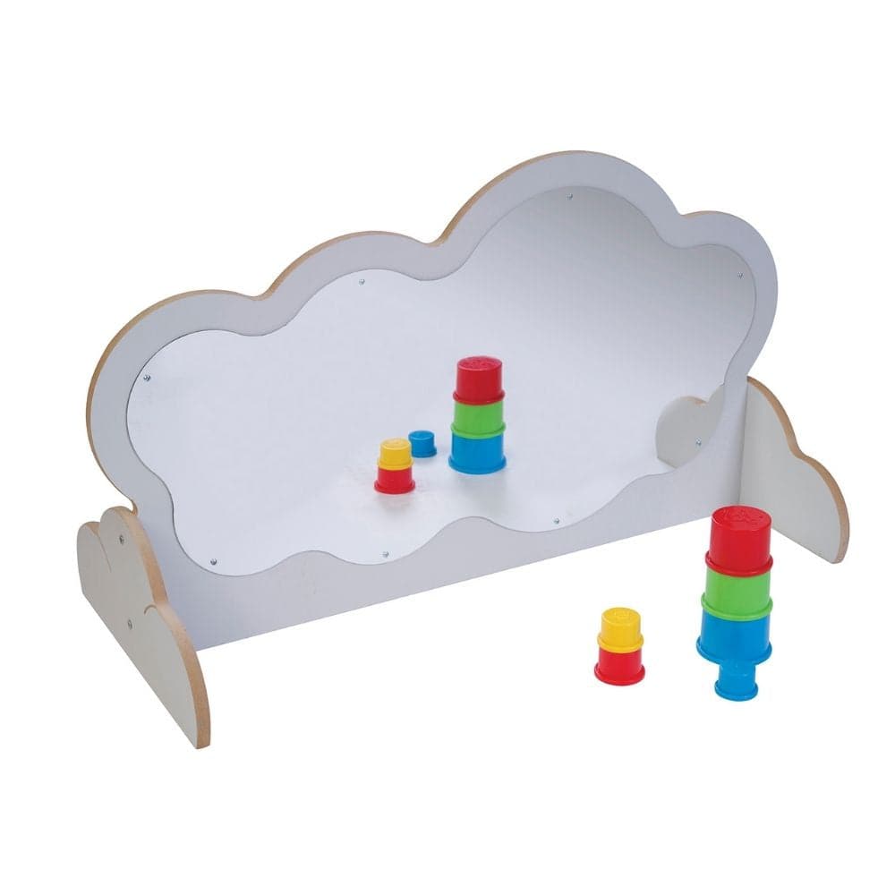 Cloud Crawl up Mirror, The Cloud Crawl up Mirror is a unique and enchanting addition to any early years setting. Designed specifically with children in mind, this double-sided freestanding mirror takes the shape of a fluffy cloud, ensuring hours of fun and exploration.Babies and toddlers are naturally curious about themselves and the world around them. With the Cloud Crawl up Mirror, they can now engage in the process of self-discovery and foster a strong sense of self-awareness. As they crawl or walk up to