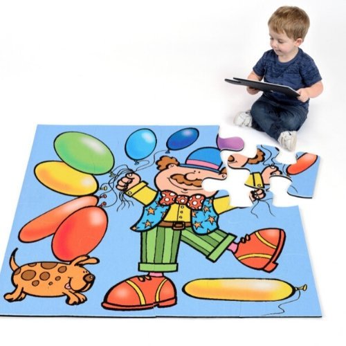 Clown Jumbo Puzzle, Introducing the Clown Jumbo Puzzle, an educational tool designed to enhance your child's development through play. Crafted from a super thick polyester material, this puzzle is built to withstand countless hours of use and provide long-lasting entertainment.The Clown Jumbo Puzzle features large tactile pieces, perfectly designed for small hands to grasp and manipulate with ease. Each piece fits together snugly and securely, ensuring frustration-free play and allowing your child to focus 