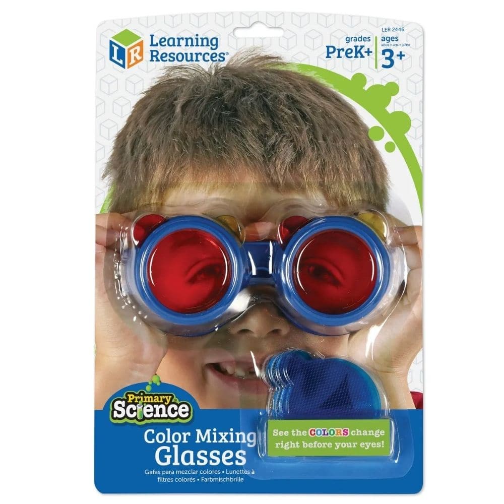 Colour mixing glasses, These fantastic, child-size, Primary Science Colour Mixing Glasses guarantee colour-mixing fun. Engage young scientists with bright colours and chunky pieces and encourage early learners to explore primary and secondary colours by mixing the plastic lenses up to view the world in different colours. Slots in the Colour mixing glasses allow coloured lenses to be easily changed so kids can either look at things in a single colour or mix the colours up and see what effect it has on what t