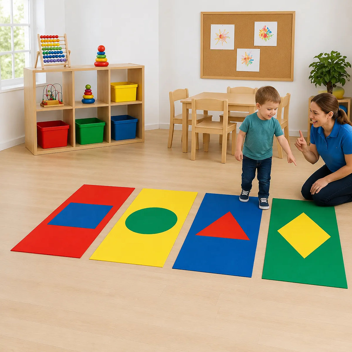 Colour and shape recognition with floor mats