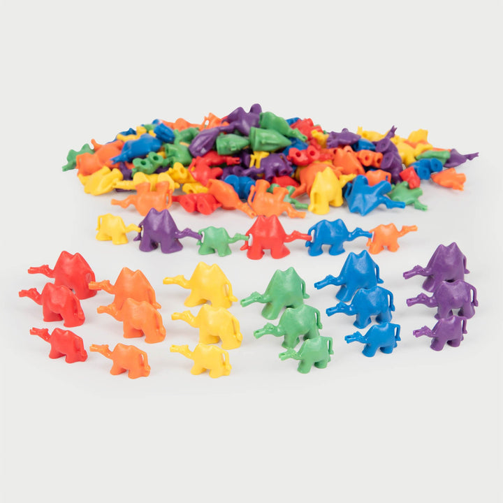 Connecting Camels pk 96, Our TickiT® Connecting Camels are a colourful and fun way for your child to improve their mathematical skills. The Connecting Camels come in six colours and three different sizes, they are easy to connect together - head to tail. Children will enjoy using these friendly fellows for exploring numbers, colour identification, algebra, shape and space, sorting, grouping, measurement and data. Promotes counting, number recognition, estimation and quick mental maths. In formation the came