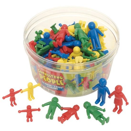 Connecting People Pack of 96, Connecting People is a versatile, linking manipulative that is perfect for helping young children deal with counting, comparing and sorting. Children will naturally create number stories with them. Sturdy plastic people come in male and female versions—three sizes of each in four colours.Team up these figures with counting trays, or connect and disconnect to help with teaching counting, addition and subtraction. The pack contains 96 assorted figures in 4 colours. The set contai