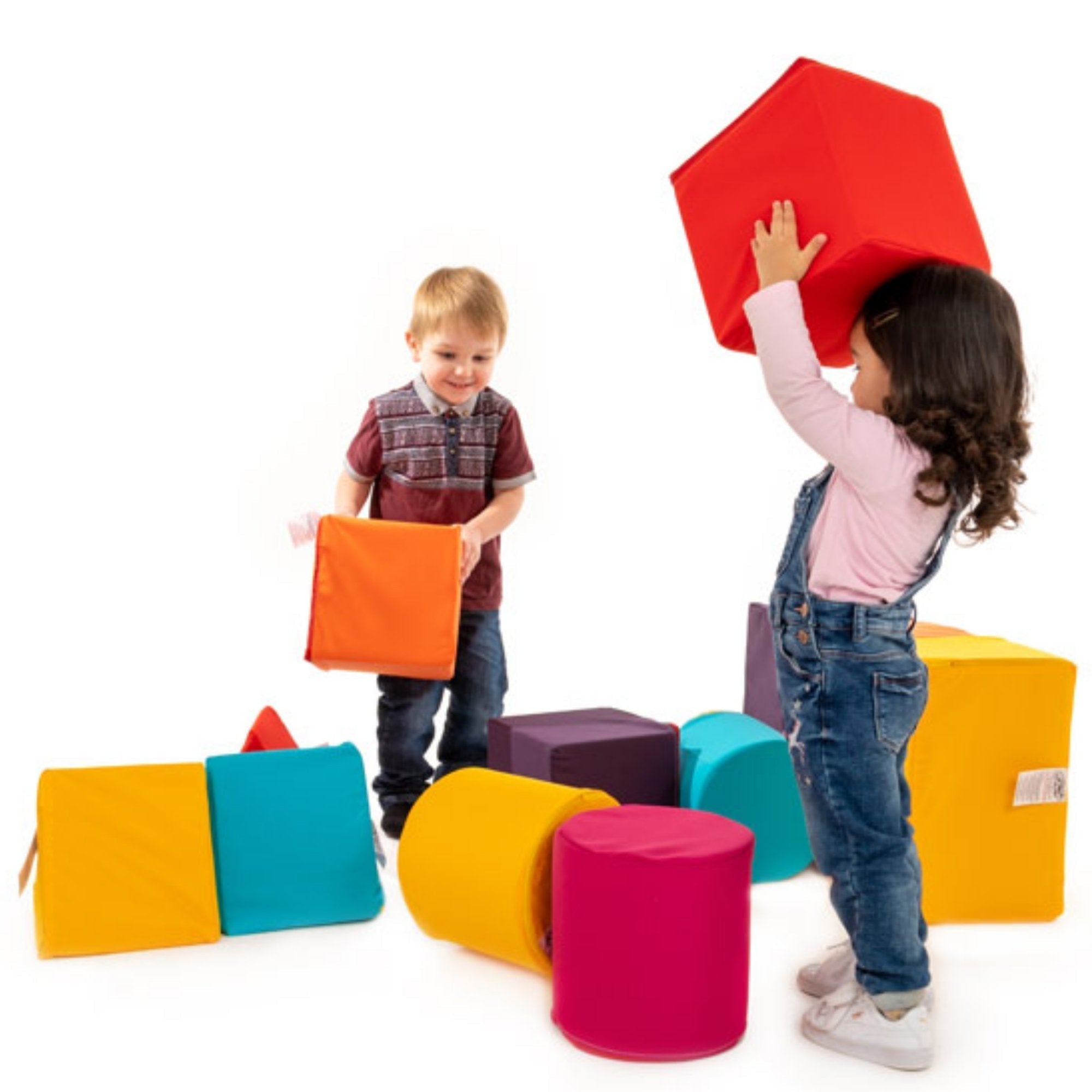 Construction Mini Soft Play Set, This Construction Mini Soft Play Set is a must for any nursery. The Construction Mini Soft Play Set contains square, rectangular, wedge and cylinder shaped blocks in different sizes and colours. As children learn to play with them they develop both basic physical skills and important conceptual skills. The shapes look great and provide limitless fun while stimulating imagination. This Construction Mini Soft Play Set is designed with smaller pieces for younger smaller childre