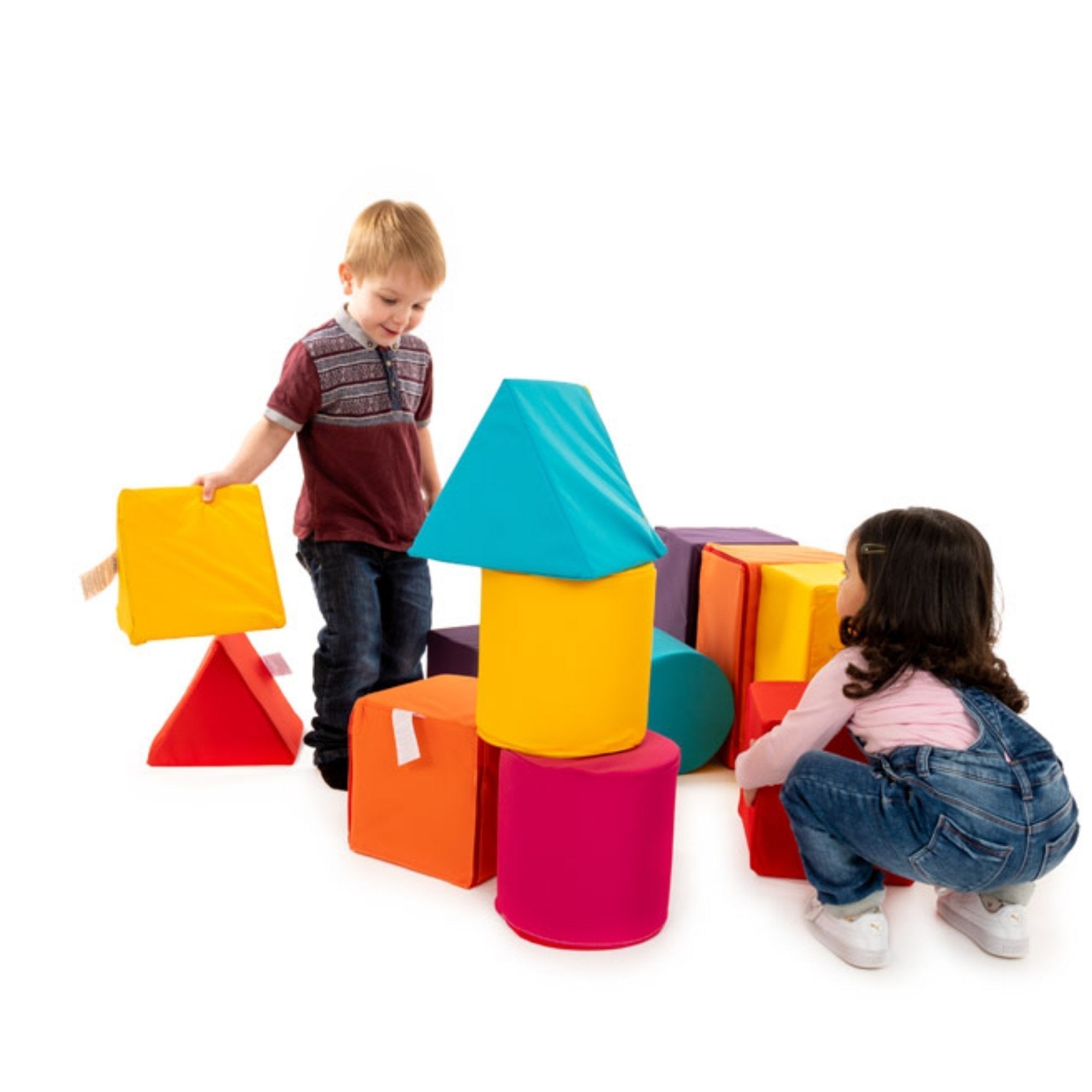 Construction Mini Soft Play Set, This Construction Mini Soft Play Set is a must for any nursery. The Construction Mini Soft Play Set contains square, rectangular, wedge and cylinder shaped blocks in different sizes and colours. As children learn to play with them they develop both basic physical skills and important conceptual skills. The shapes look great and provide limitless fun while stimulating imagination. This Construction Mini Soft Play Set is designed with smaller pieces for younger smaller childre