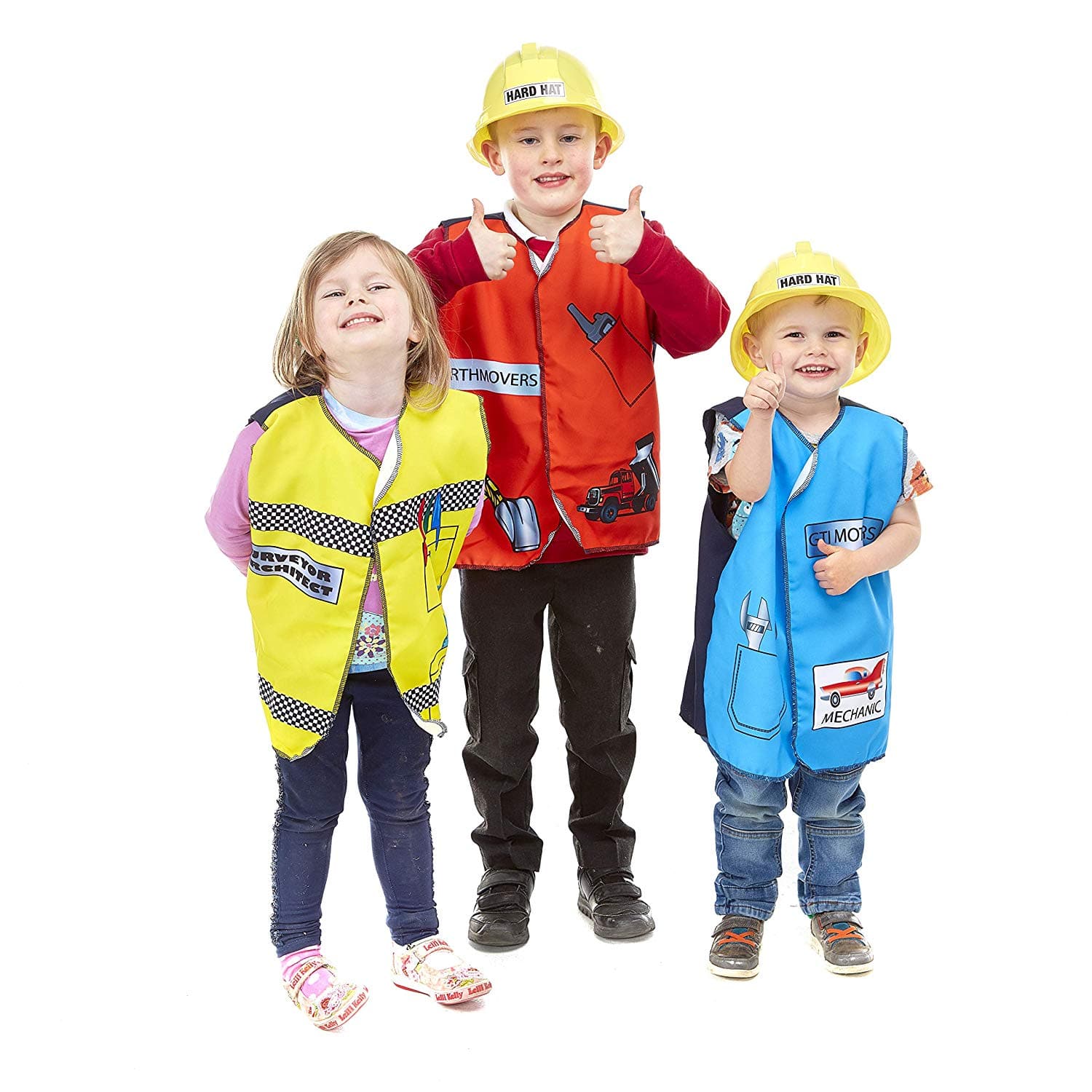 Construction Tabard and Hard Hat Set of 6, Introducing our Construction Tabard and Hard Hat Set of 6, the ideal addition to your dressing up box and role play area. This set includes tabards and hard hats, providing children with everything they need to become a construction worker and embark on exciting imaginary adventures.Unleash your child's creativity and imagination as they dress up and immerse themselves in the world of construction. With this set, they can build skyscrapers, repair roads, or constru