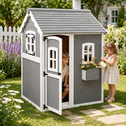Wooden Garden Playhouse with Door and Windows