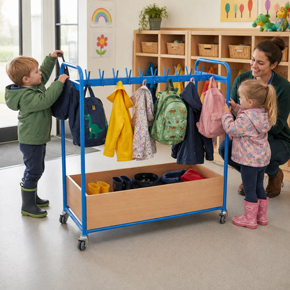 Double Sided Blue Cloakroom Trolley