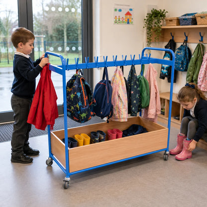 Double Sided Blue Cloakroom Trolley