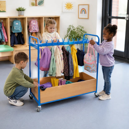 Double Sided Blue Cloakroom Trolley