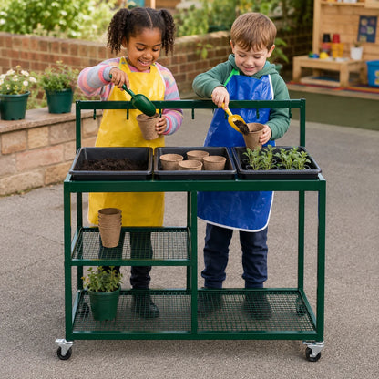 Garden Potting Station Metal Trolley