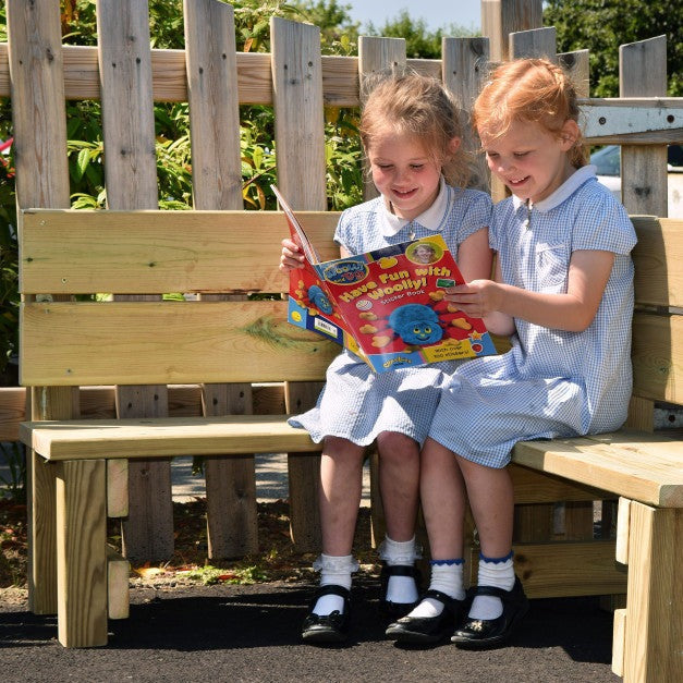 Corner Buddy Bench, Introducing the Corner Buddy Bench: Enhancing Outdoor Play Spaces with Comfort and FunctionalitySensory Education proudly presents the Corner Buddy Bench, an outstanding addition to your outdoor play space that provides a comfortable seating area for group discussions among friends and teachers. Crafted with utmost care and designed for optimal functionality, this bench effortlessly combines durability, style, and comfort to create a versatile resource that will greatly enhance any educa