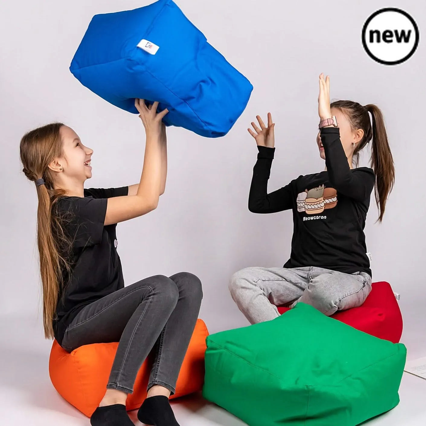Cotton Square Poufs Set Of 12-Cotton Square Poufs Set Of 12