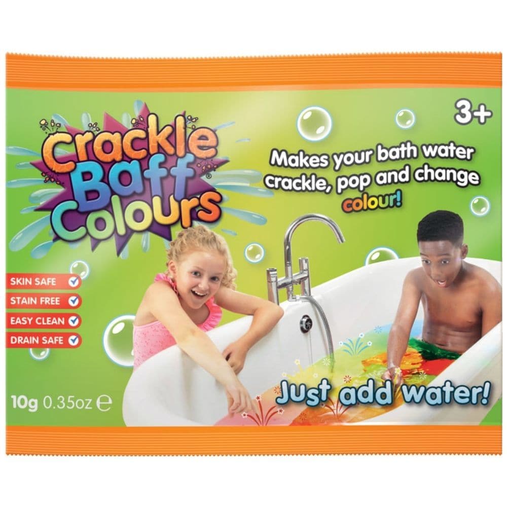 Crackle Baff Play 20g Foil, Introducing the Crackle Baff Play Foil Pack – the revolutionary product designed to turn water play time into a symphony of snap, crackle, and pop sounds, delighting kids and encouraging a love for bath time! 🎆 Features Crackling Sensation: Just sprinkle some Crackle Baff into your water and witness a magical transformation, as the water begins to bubble and create enchanting snap, crackle, and pop sounds. It's like bringing a fireworks display into your bathtub! Safe and Skin-fr