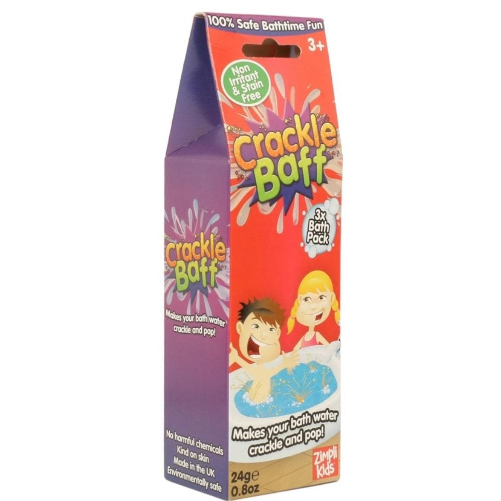 Crackle Baff Play 24g, Make your bath water crackle and pop with this magical popping Crackle Baff. Sprinkle some Crackle Baff into your water and watch it bubble and snap crackle and pop. Make bath time fun and use Crackle Baff as an incentive to bath frequently so that see bath time as a fun game rather than a chore involving the dreaded hair washing. Make Bath time fun and funky with crackle baff and it will bring a whole new approach to bath time. Stain free Preservative free 100% safe on skin & non irr