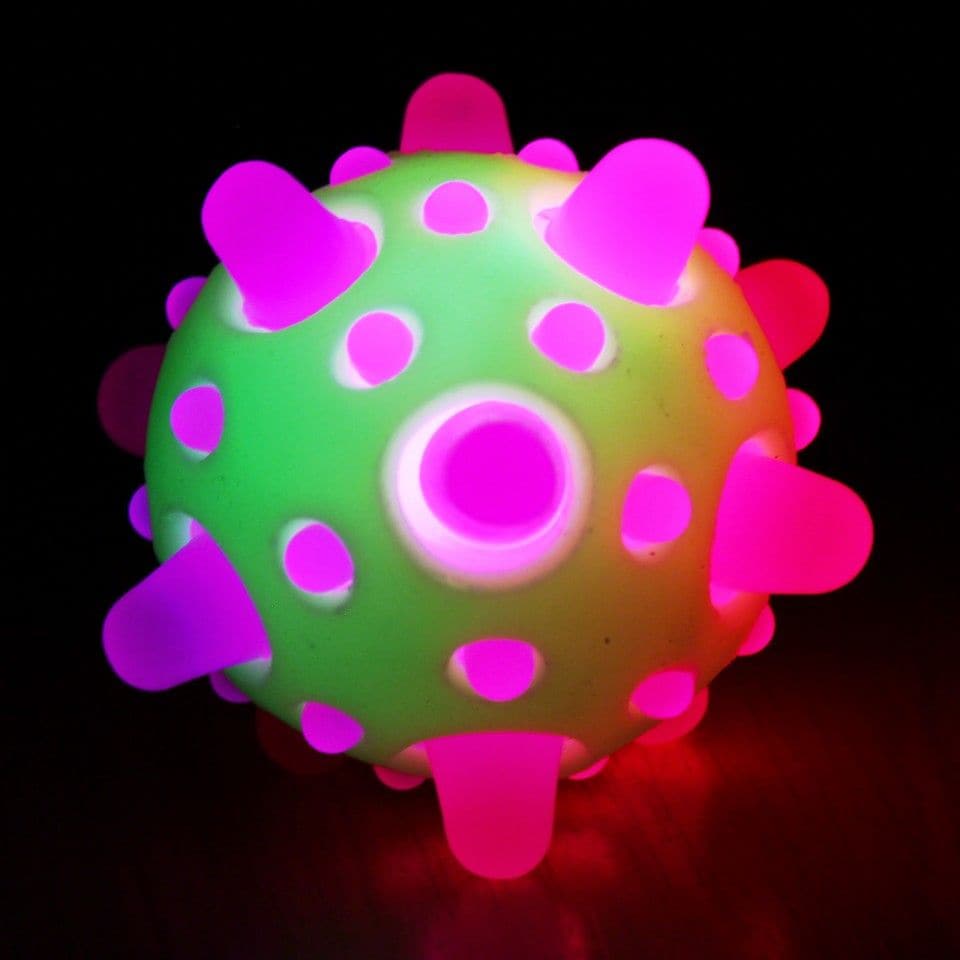 Crazy comet ball, The crazy comet shaped ball has a stunning light-up flashing core. When the Crazy Comet Ball is squeezed or bounced its centre starts to flash and glow in a variety of different colours inside the ball.The Crazy comet ball textured surface make this a highly tactile touch ball which children and adults will love the squeeze and bounce and watch the multiple colours as they come to life. Each ball is approx. 7cm diameter, made from soft flexible rubber and has flashing LEDs inside, activate