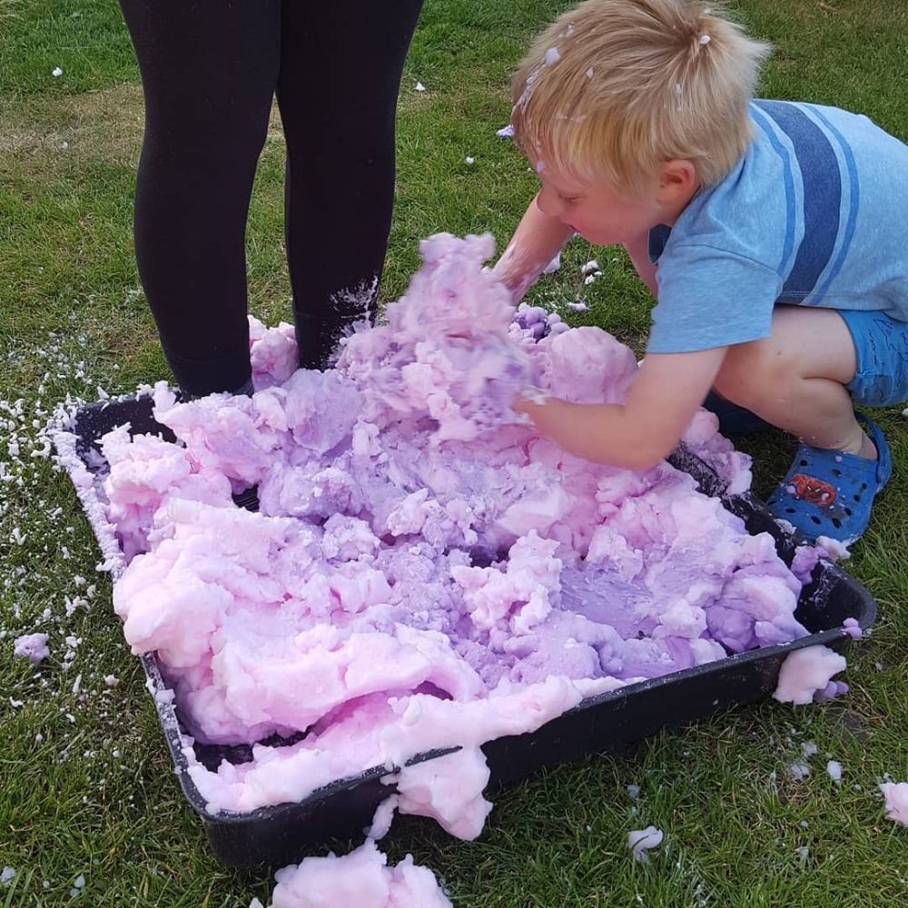 Crazy Soap Purple, Crazy Soap Purple is a sensory and tactile joy, Children will love exploring the exciting textures and the fabulous fruity scent of Crazy Soap Purple. Child friendly, the Crazy Soap Purple formulation is developed with children in mind and is perfectly safe for use in the classroom or just plain and simple in the Bath to wash with. Bath time fun with Crazy Soap Purple foaming soap. Pliable Crazy Soap Purple that can be shaped and bounced. Mild & gentle bubble bath for bath time fun! Crazy