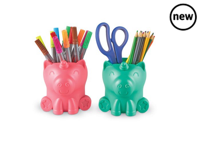 Create-a-Space Kiddy Centre Unicorn, Create-a-Space™ Kiddy Centre: Dinos! is the dinosaur storage solution that’s perfect for dino fans to organise pencils, markers, scissors, glue stick, and more. There are 4 removable dinosaur stationery storage cups on the portable base with carrier handle. This means that stationery supplies are always within easy reach. Dinosaur fans will love organising their stationery with this fun Create-a-Space™ desk organiser. Create-a-Space Kiddy Centre Unicorn Store stationery 