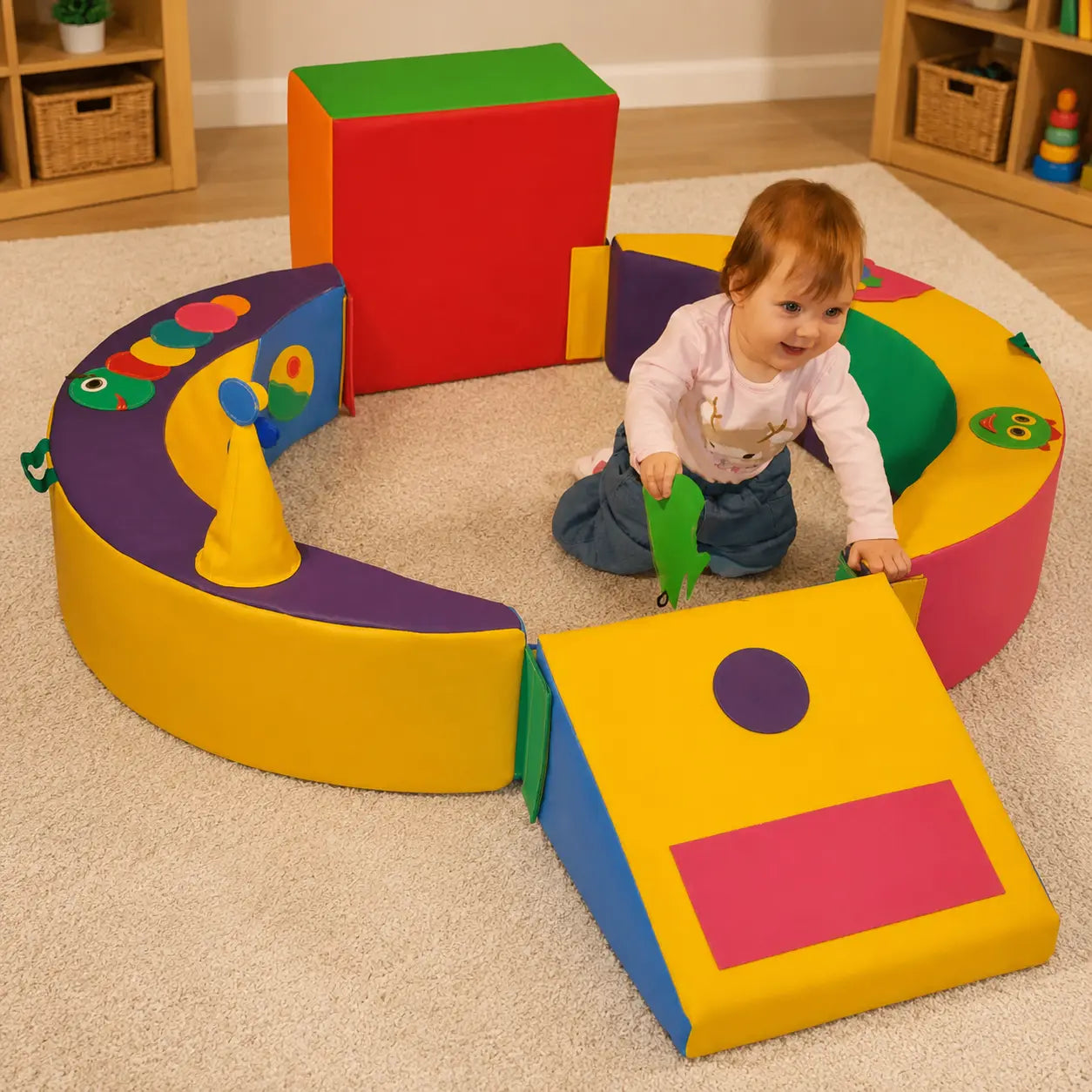 Crescent Ring Trio Exploration Set with toddler in early years classroom