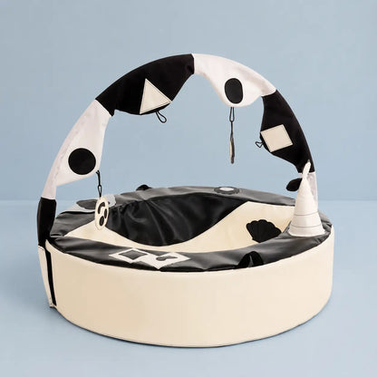 Crescent Ring with Activity Arch in a pale blue studio setting