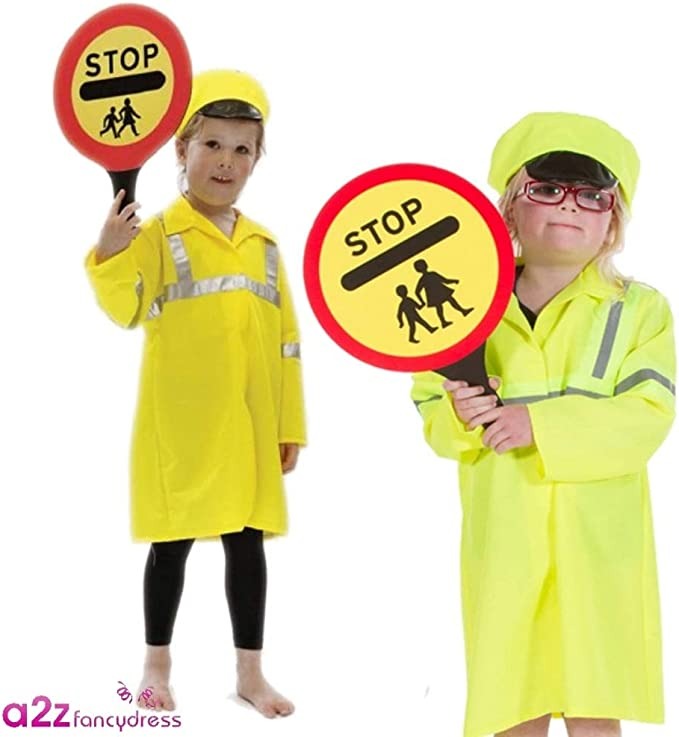 Crossing Patrol Officer Fancy Dress Set - 5-7 years, You can be assured of safe passage across the street with this well-crafted, premium kids Crossing Patrol Set that is made with authenticity, immersion and fun in mind!Let them get caught up in the moment of role play thanks to the detailing such as the florescent jacket’s reflective strip design on both sides gives it maximum authenticity and looks just like the real thing. The winged collar finishes the jacket off perfectly! The velcro fastening to the 