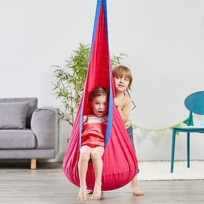 Cuddle Swing, This sensory cuddle swing blue is made from special Oxford Polyester canvas, meaning it's waterproof and easy to clean - perfect for both indoor and outdoor use. Increase calming and organise input by providing deep touch pressure and vestibular stimulation in our Cuddle Swing. Postural flexion is also encouraged while your child or client lies in the swing. Kids with autism often find this type of sensory cuddle swing comforting, with its wrapping, gentle swinging and spinning all in one.Flex