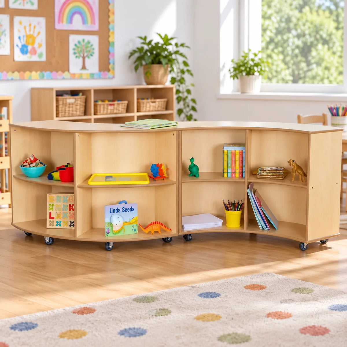 Curved Library Bookcase in a bright early years classroom – view 2