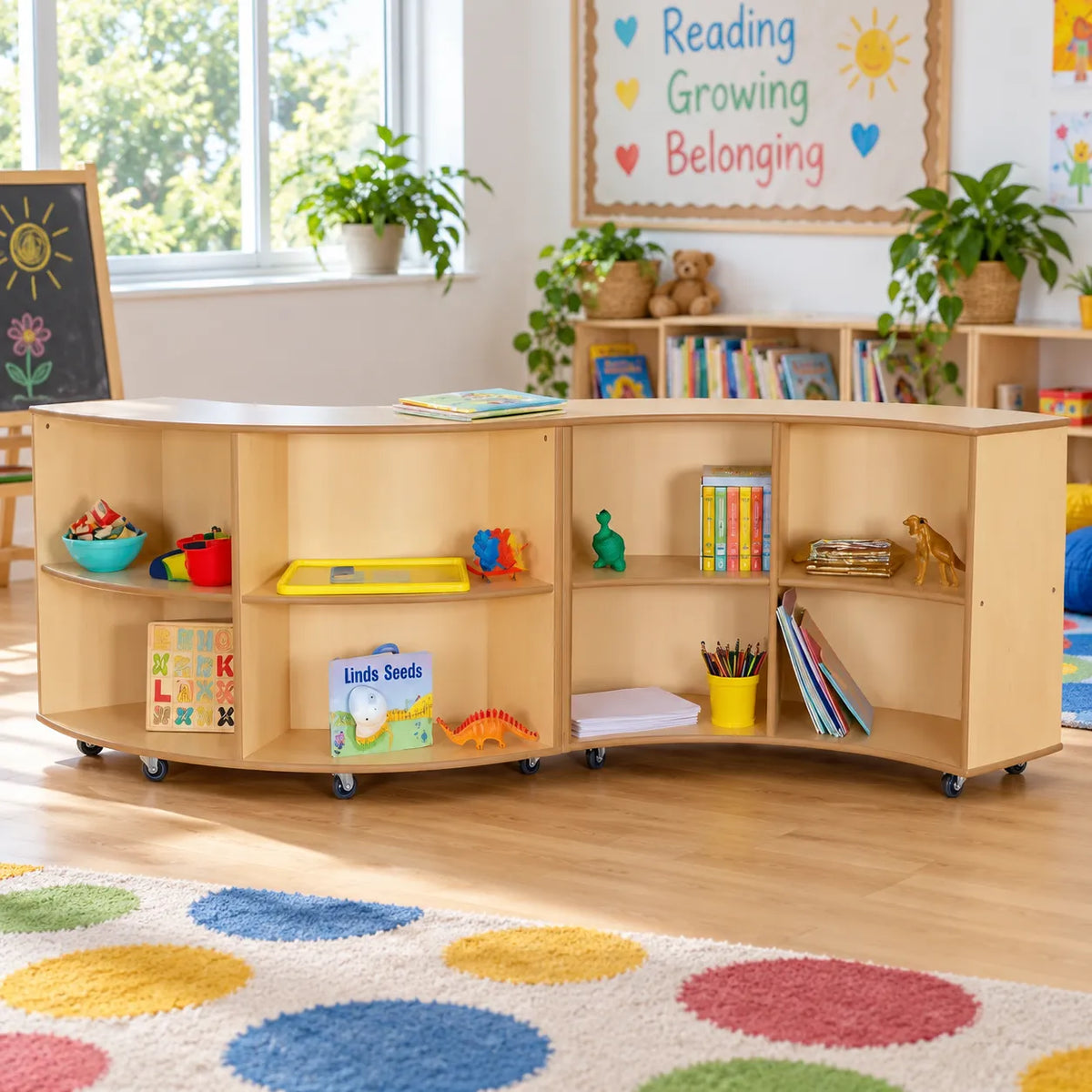 Curved Library Bookcase in a bright early years classroom – view 3