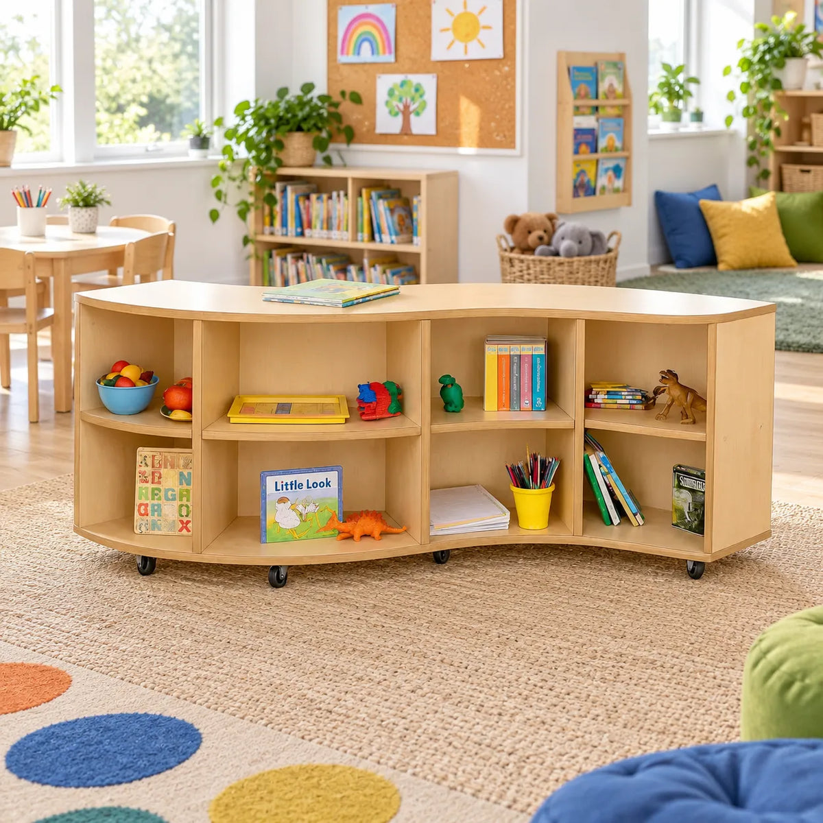 Curved Outwards Library Bookcase in a bright early years classroom – view 6